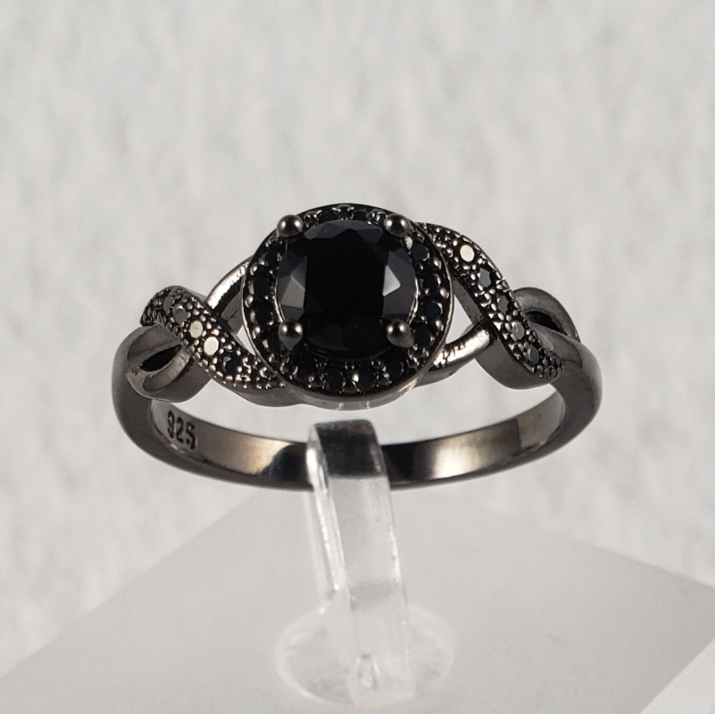 18k Over Sterling Black Ring